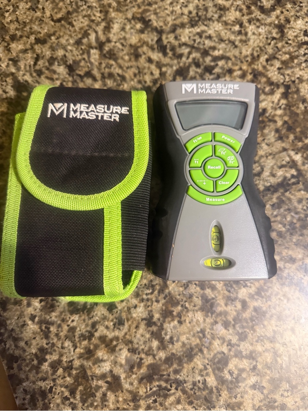 Laser Distance Meter in Gray and Green with Pouch